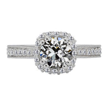 Halo Round Old Miner Natural Diamond Ring Tapered Shank 4.50 Carats