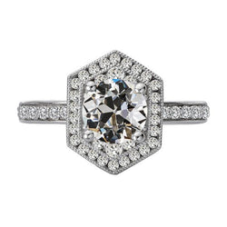Halo Round Old Miner  Natural Diamond Wedding Ring Ladies Jewelry 5.50 Carats