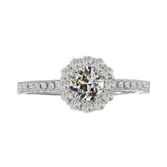 Halo Round Old Miner Real Natural Earth Mined Diamond Anniversary Ring 14K White Gold 4 Carats