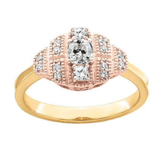 Halo Round Old Miner Real Diamond Engagement Ring Two Tone Gold 2.25 Carats