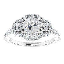 Halo Round Old Miner Real Diamond Ring 3 Stone Style Jewelry 5.25 Carats