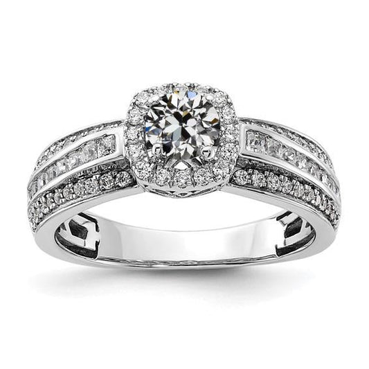 Halo Round Old Miner Real Diamond Ring Prong Channel Set 4 Carats