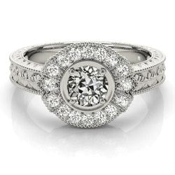Halo Round Old Miner Real Natural Earth Mined Diamond Ring Prong Vintage Style 3 Carats