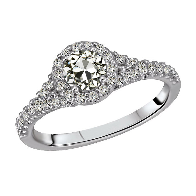 Halo Round Old Miner Real Diamond Ring Women's Gold Jewelry 4 Carats