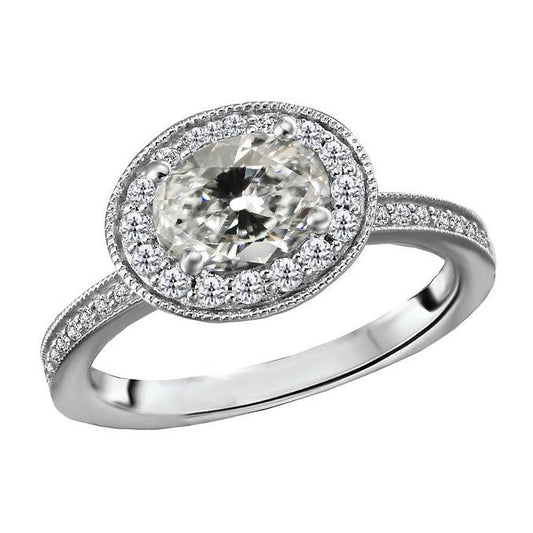 Halo Round & Oval Old Cut Real Diamond Engagement Ring 4.50 Carats