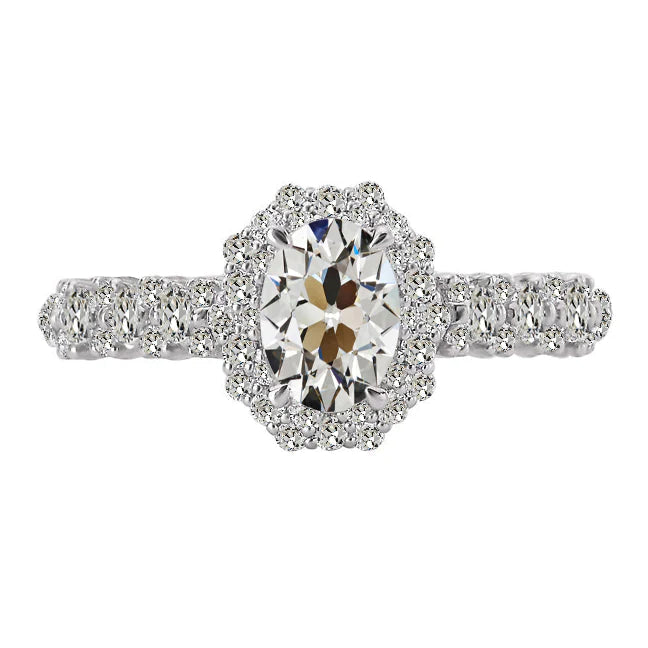 Halo Round & Oval Old Mine Cut Genuine Diamond Ring Jewelry 5 Carats