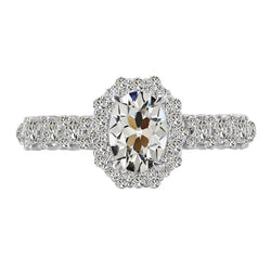 Halo Round & Oval Old Mine Cut Genuine Diamond Ring Jewelry 5 Carats