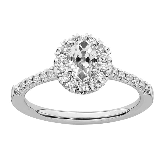 Halo Round & Oval Old Mine Cut Real Diamond Ring Fishtail Set 4 Carats