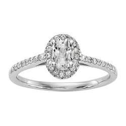 Halo Round & Oval Old Mine Cut Real Diamond Ring With Accents 3.50 Carats