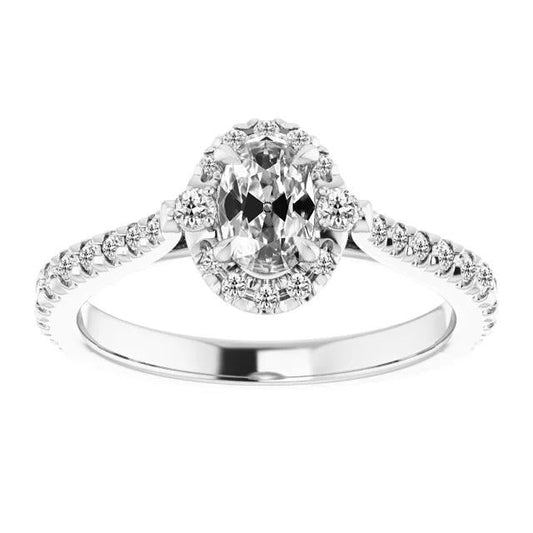 Halo Round & Oval Old Miner Real Diamond Engagement Ring 5 Carats