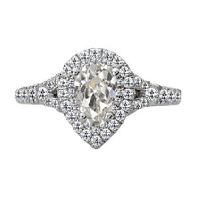 Halo Round & Pear Old Miner Natural Diamond Ring Pave Set 6 Carats