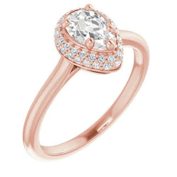 Halo Round & Pear Old Miner Real Diamond Ring 4.70 Carats Women's Jewelry