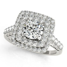 Halo Round Real Diamond Engagement Ring 1.50 Carats Fancy White Gold 14K