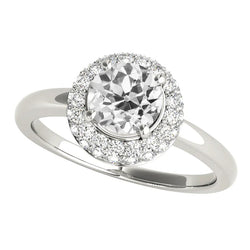 Halo Round Natural Earth Mined Diamond Ring Prong Set 3.50 Carats Jewellery