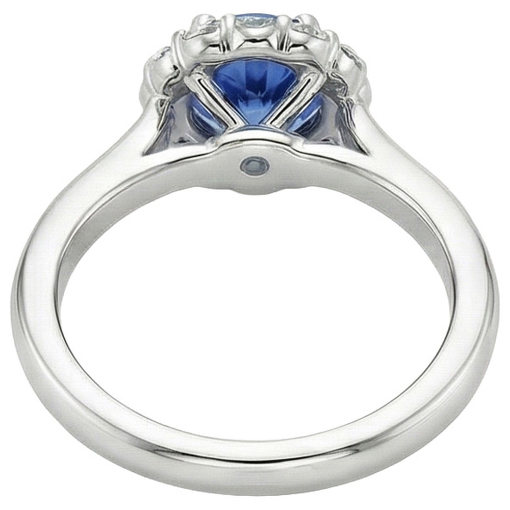 Halo Round Sapphire and Natural Earth Mined DIAMOND ( NOT LAB GROWN ) Engagement Ring 3.35 Carats New