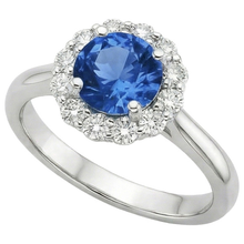 Halo Round Sapphire and Natural Earth Mined DIAMOND ( NOT LAB GROWN ) Engagement Ring 3.35 Carats New