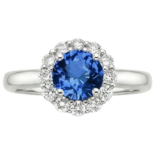 Halo Round Sapphire and Natural Earth Mined DIAMOND ( NOT LAB GROWN ) Engagement Ring 3.35 Carats New