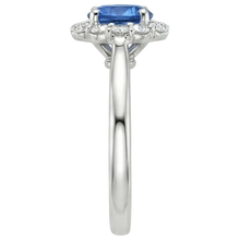Halo Round Sapphire and Natural Earth Mined DIAMOND ( NOT LAB GROWN ) Engagement Ring 3.35 Carats New