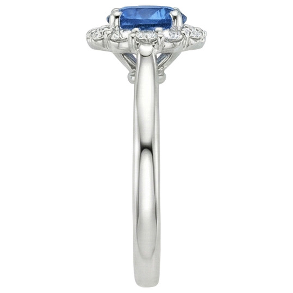 Halo Round Sapphire and Natural Earth Mined DIAMOND ( NOT LAB GROWN ) Engagement Ring 3.35 Carats New