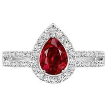 Halo Ruby And Natural Earth Mined Diamonds 4 Carats Engagement Ring Gold 14K