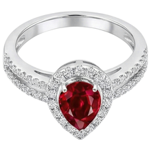 Halo Ruby And Natural Earth Mined Diamonds 4 Carats Engagement Ring Gold 14K