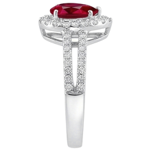Halo Ruby And Natural Earth Mined Diamonds 4 Carats Engagement Ring Gold 14K