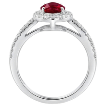 Halo Ruby And Natural Earth Mined Diamonds 4 Carats Engagement Ring Gold 14K