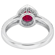 Halo Ruby And Natural Earth Mined Diamonds 4 Carats Engagement Ring Gold 14K