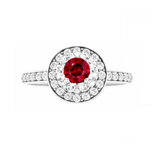 natural round ruby 1.80ct ring top view