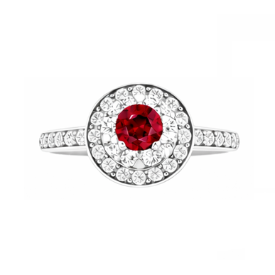 natural round ruby 1.80ct ring top view