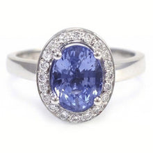 Halo Sapphire And Natural Earth Mined Diamond Ring