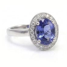 Halo Sapphire And Natural Earth Mined Diamond Ring