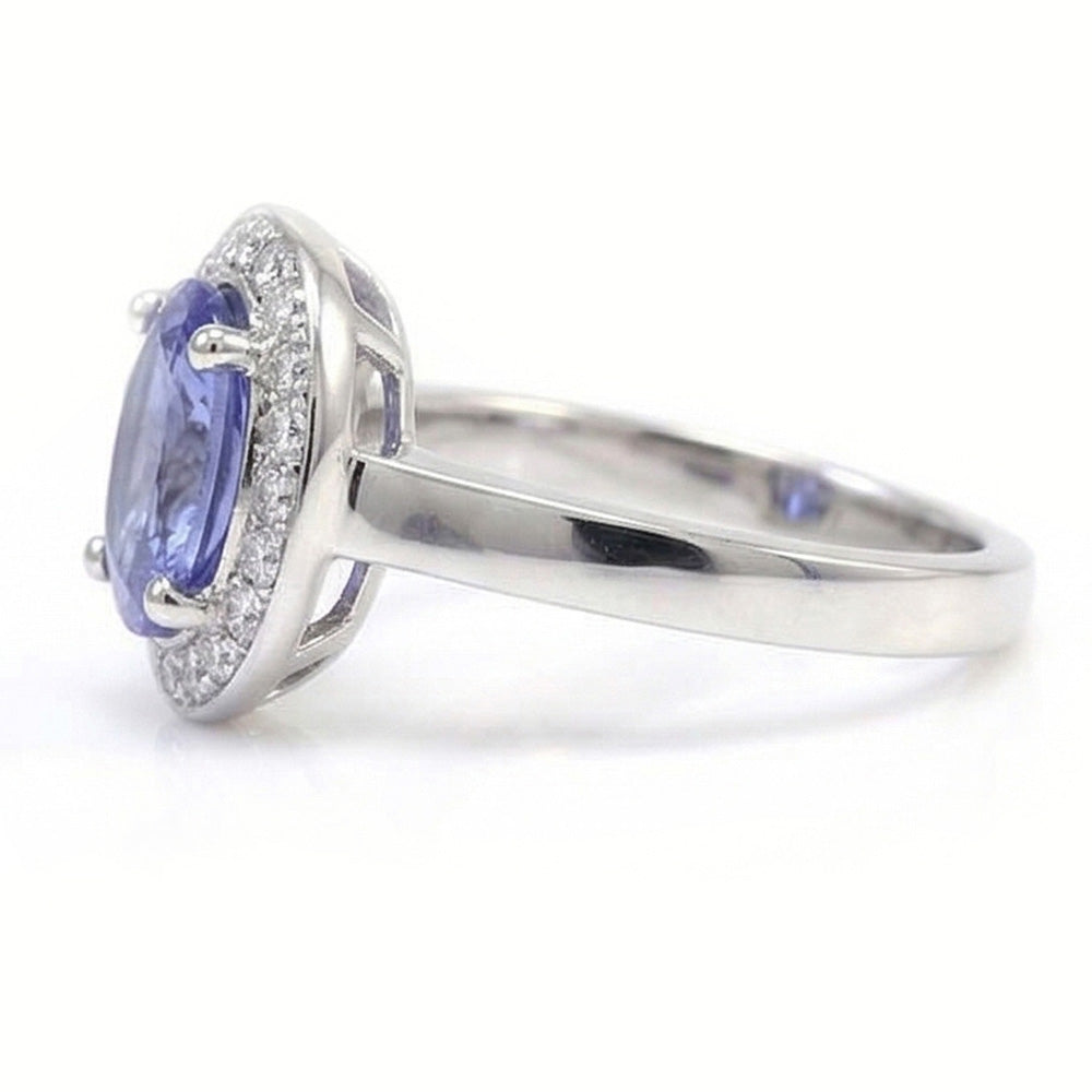 Halo Sapphire And Natural Earth Mined Diamond Ring