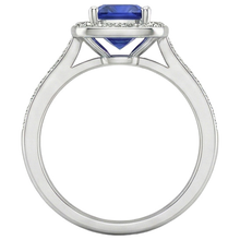 Halo Sapphire Cushion Cut Engagement Ring