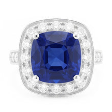 Halo Sapphire Cushion Cut Engagement Ring