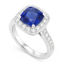 Halo Sapphire Cushion Cut Engagement Ring