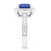 Halo Sapphire Cushion Cut Engagement Ring