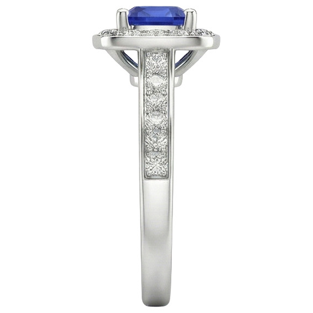 Halo Sapphire Cushion Cut Engagement Ring