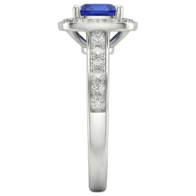 Halo Sapphire Cushion Cut Engagement Ring