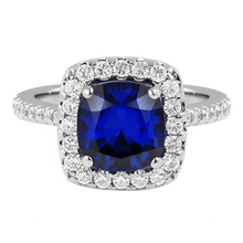 Halo Sapphire Cushion Cut Ladies Ring