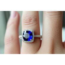 Halo Sapphire Cushion Cut Ladies Ring