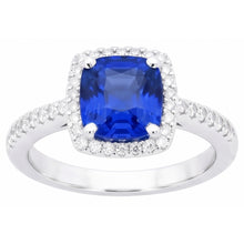 Halo Sapphire Cushion Cut Ladies Ring