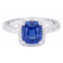 Halo Sapphire Cushion Cut Ladies Ring
