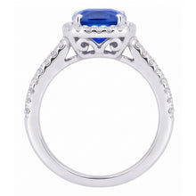 Halo Sapphire Cushion Cut Ladies Ring