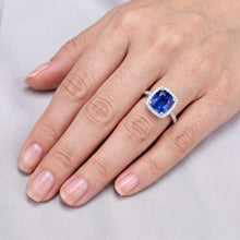 Halo Sapphire Cushion Cut Ladies Ring