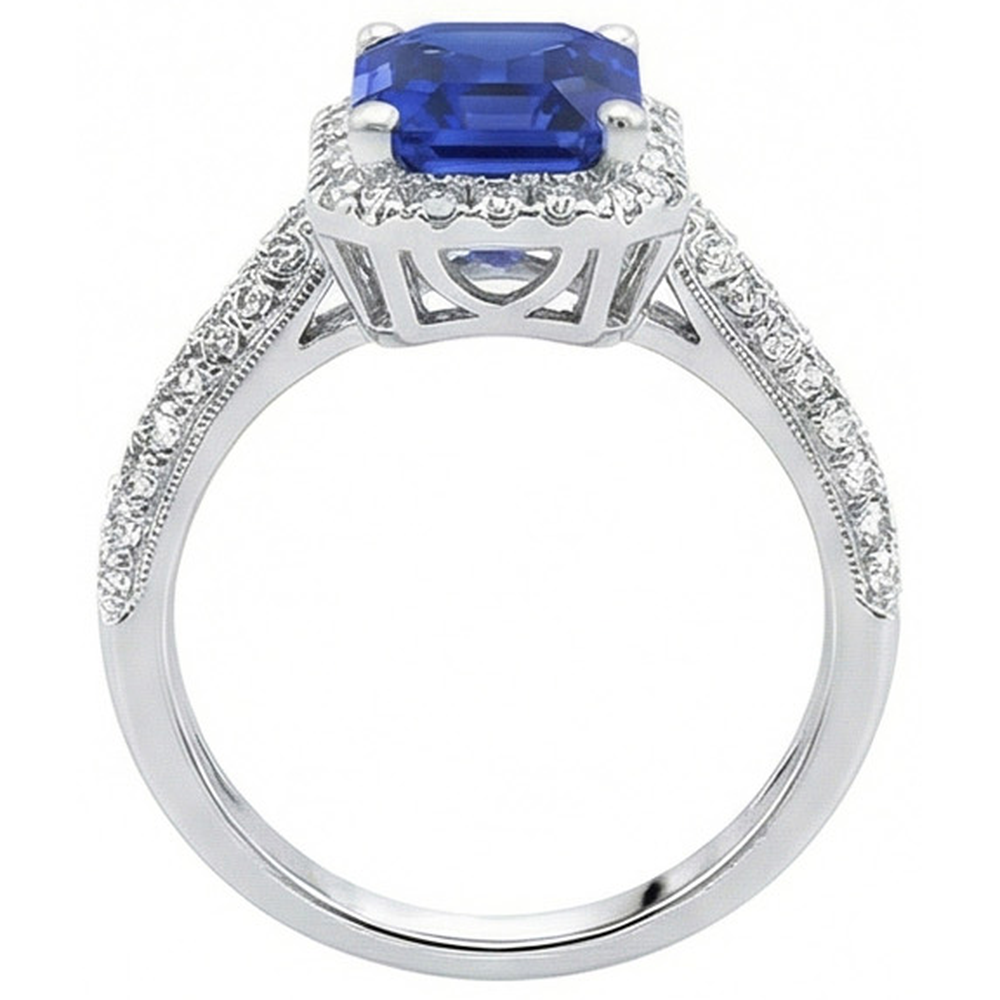 natural emerald sapphire 4ct ring profile view