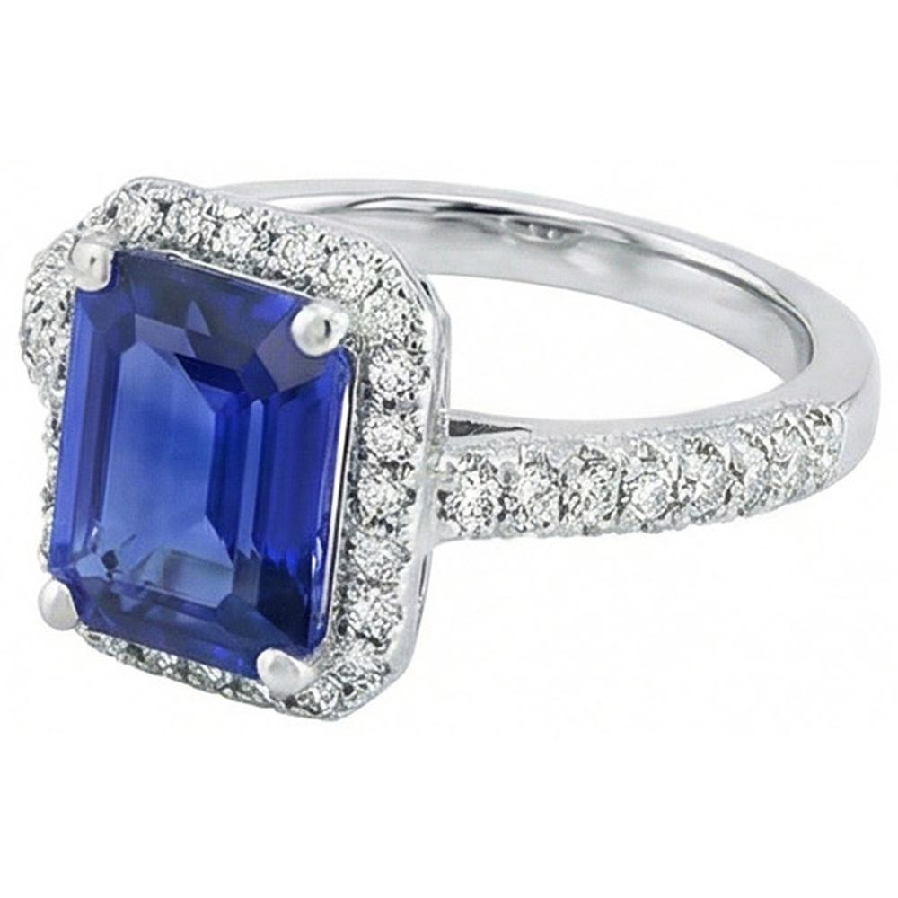natural emerald sapphire 4ct ring close up detail