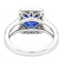 Halo Sapphire Engagement Ring Set Pave Natural Earth Mined Diamond Gold Band 3 Carats