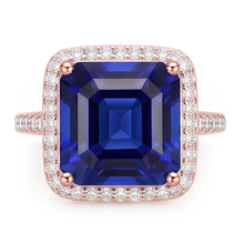 Halo Sapphire Engagement Ring Two Tone 14K 6 Carats Pave Set Natural Earth Mined Diamonds