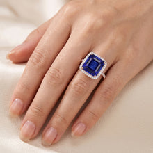 Halo Sapphire Engagement Ring Two Tone 14K 6 Carats Pave Set Natural Earth Mined Diamonds